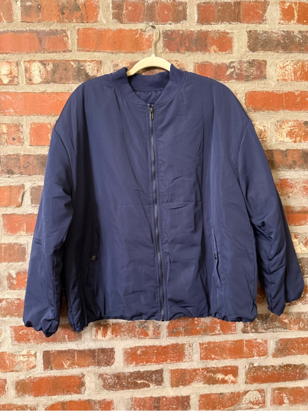 J22 - Womens Navy Bomber Jacket – Lightweight Zip-Up Coat